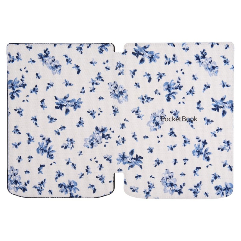 Pocketbook funda shell series verse + verse pro - patron flores blanco azul