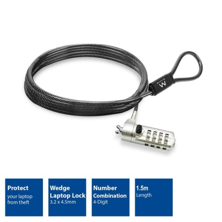 EWENT CANDADO PARA PORTÁTIL CON COMBINACIÓN WEDGE