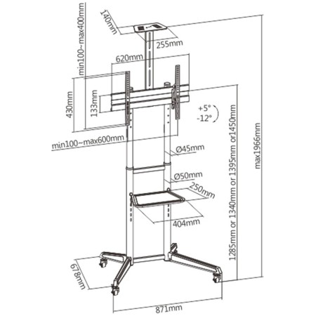 Soporte de suelo ewent ew1539 hasta 70 pulgadas max 50kg