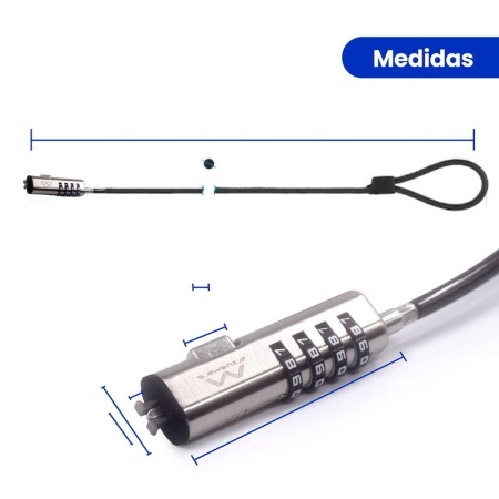 EWENT Cable Seguridad Nano combinacion