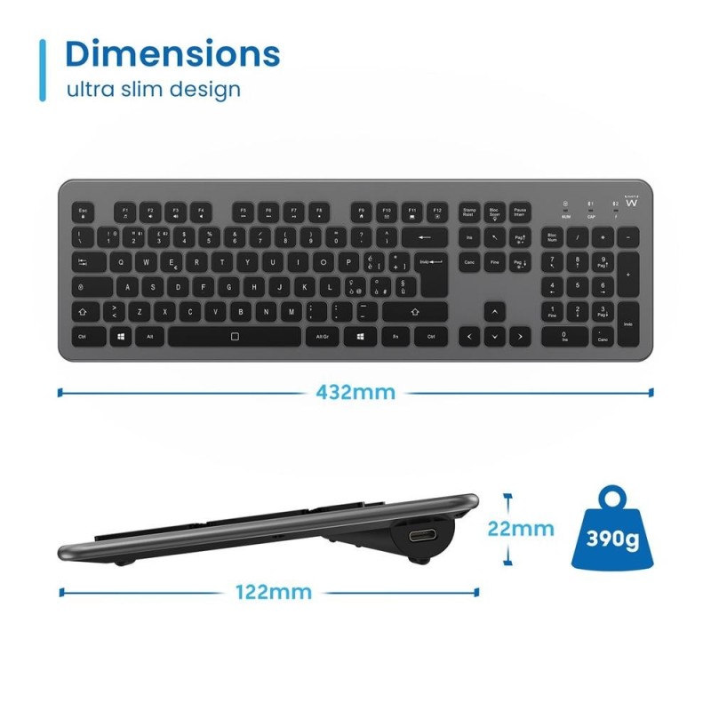 Teclado ewent ew3296 inalambrico