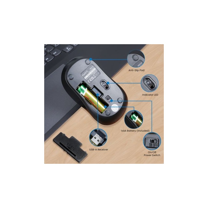Raton inalambrico ewent ew3218 negro
