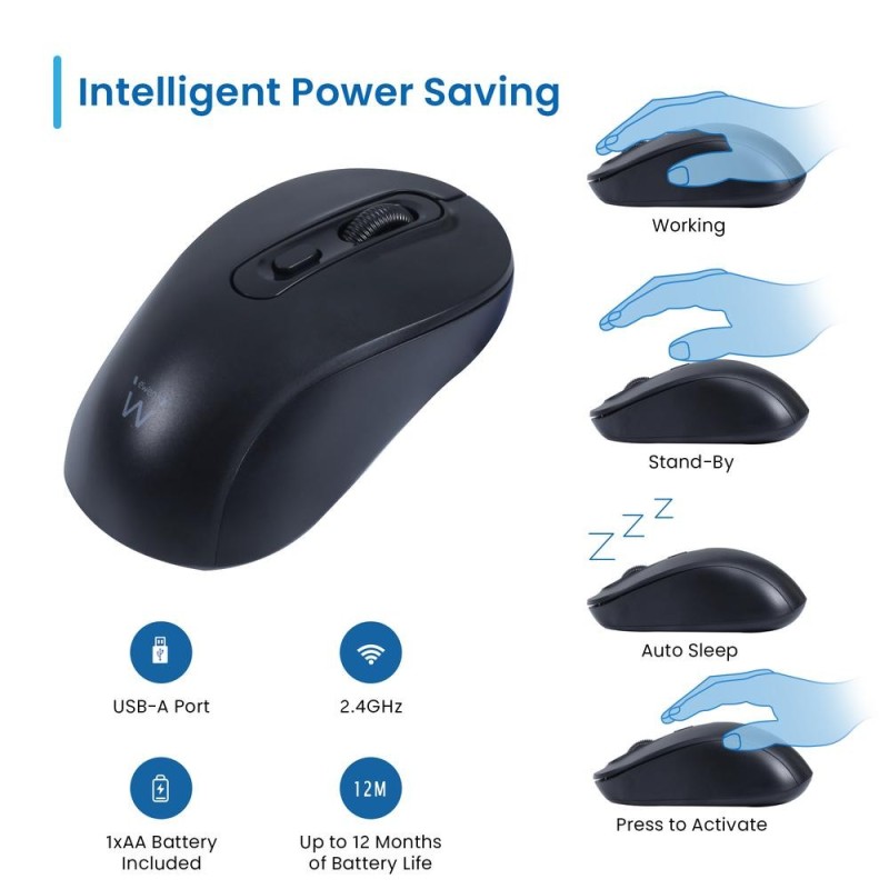 Raton inalambrico ewent ew3218 negro