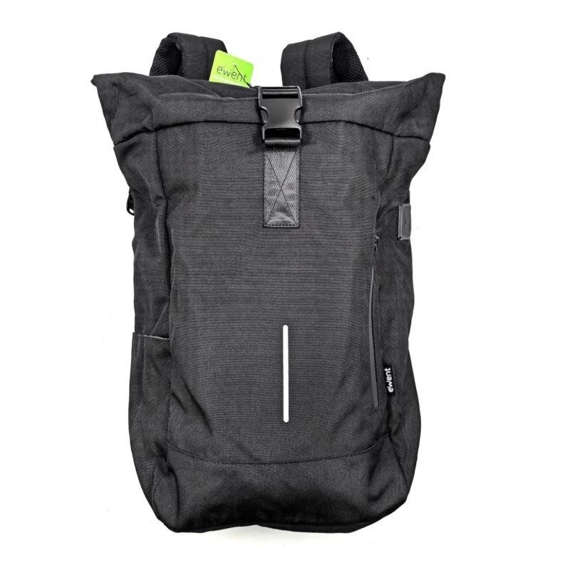 Mochila unisex ewent trendy roll para portatil 17.3 pulgadas negra