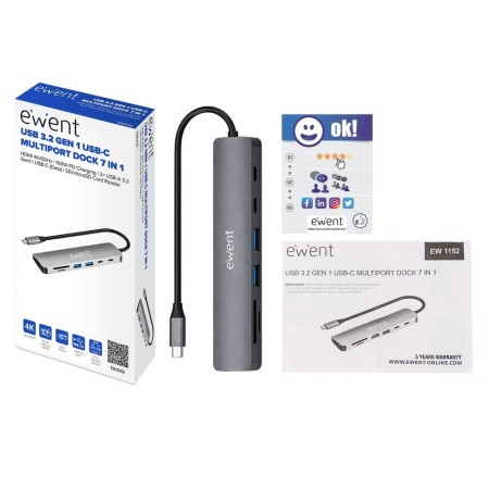 Docking station ewent ew1152 usb tipo c 7 en 1