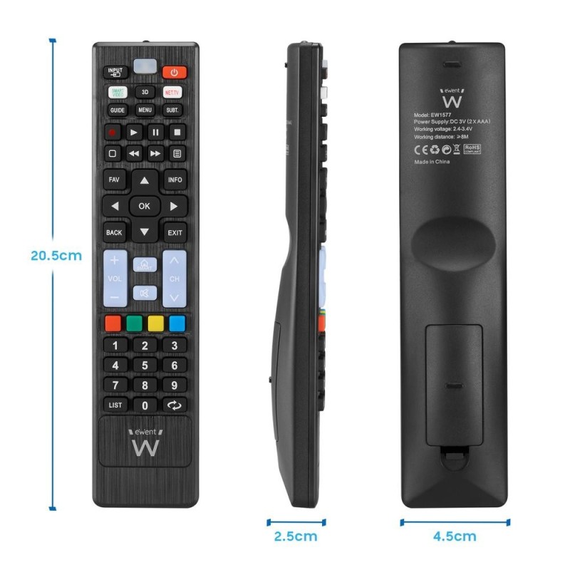 Mando a distancia ewent ew1577 para smart tv lg - samsung - sony - hisense - tcl