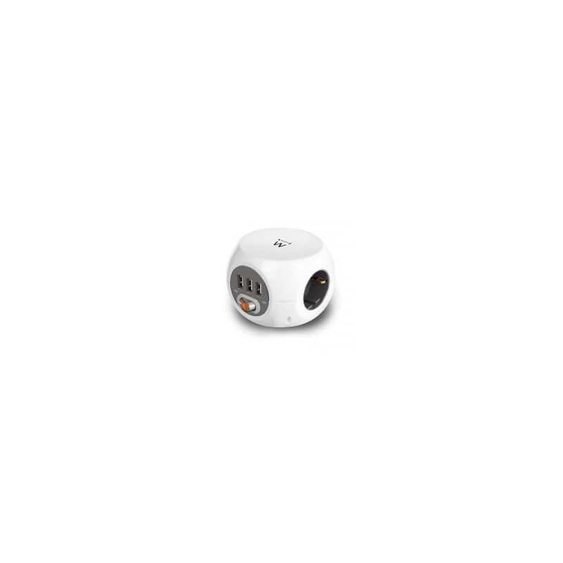 Ewent EW3939 REGLETA CUBO 3 TOMAS/3 USB BLANCO