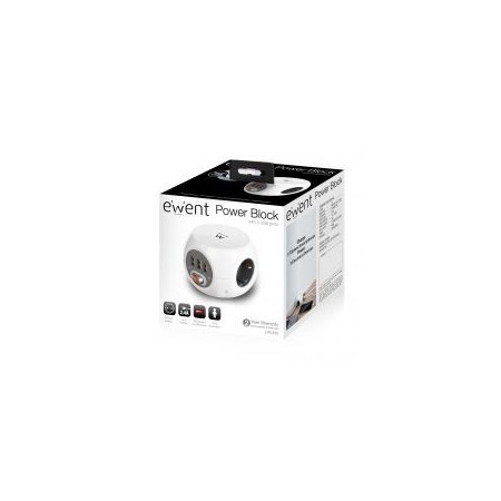 Ewent EW3939 REGLETA CUBO 3 TOMAS/3 USB BLANCO