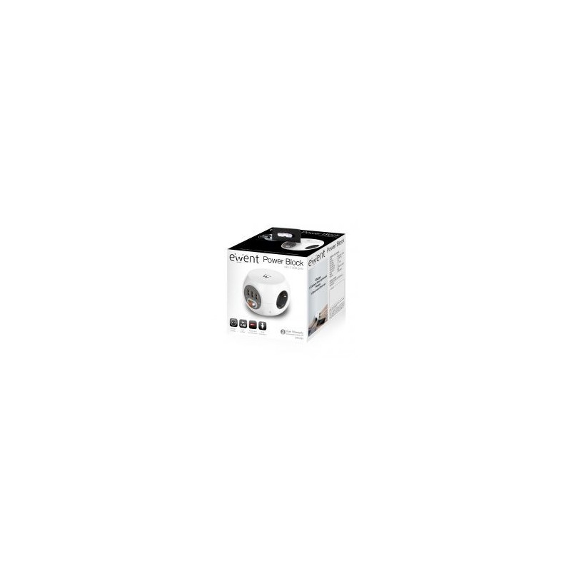 Ewent EW3939 REGLETA CUBO 3 TOMAS/3 USB BLANCO