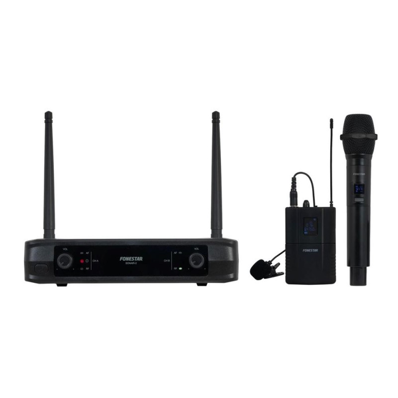 Micrófono Inalámbrico Doble Mano y Petaca UHF Fonestar SONAIR-2MP/ Incluye Receptor