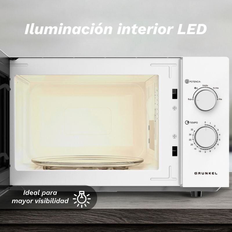 Microondas Grunkel MW-25EASY/ 850W/ Capacidad 25L/ Blanco