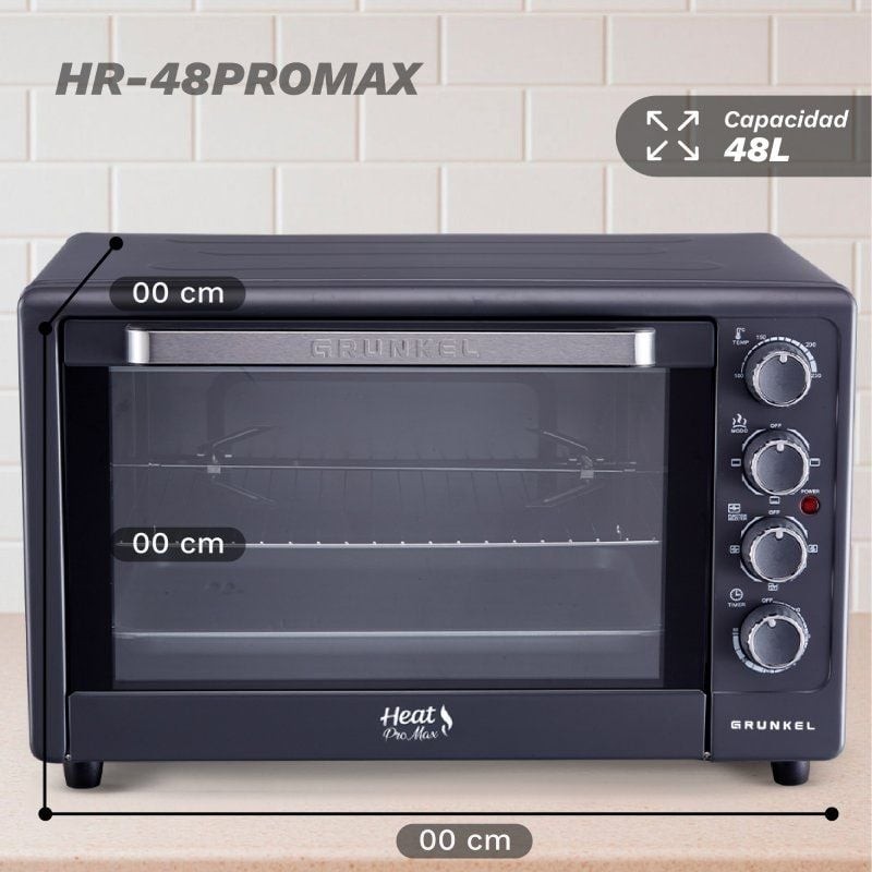 Horno de Sobremesa Grunkel HR-48PROMAX/ 2200W/ Capacidad 48L/ Negro