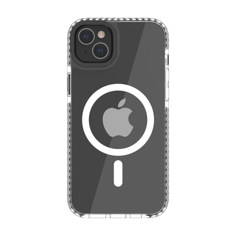 Funda muvit recycletek magsafe shockproof 3m para apple iphone 14 transparente - negra
