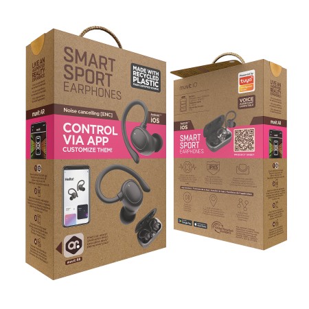 Auriculares Deportivos Bluetooth Muvit iO Smart True Wireless Sport ENC con estuche de carga/ Autonomía 6h/ Negros