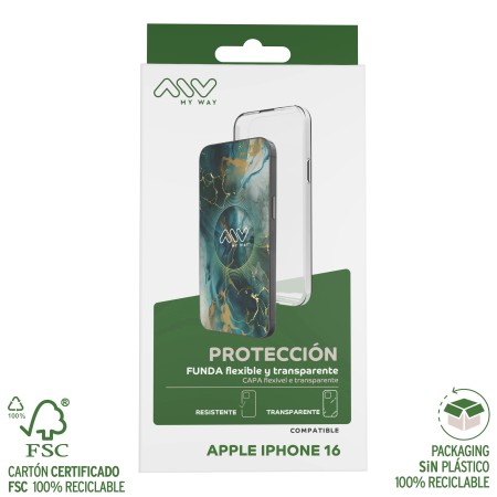 Carcasa myway para apple iphone 16 transparente
