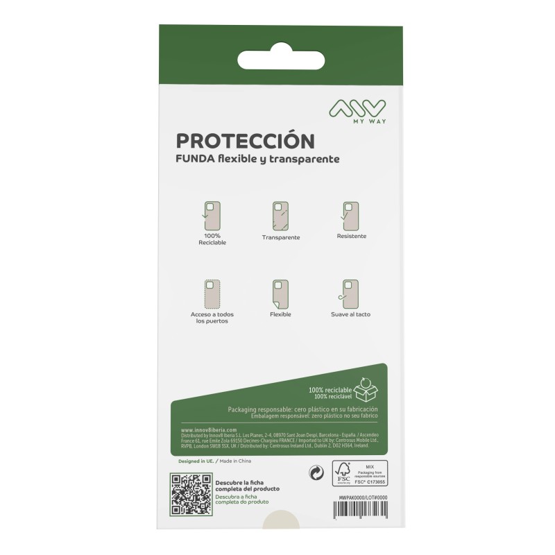 Carcasa myway para apple iphone 16 plus transparente