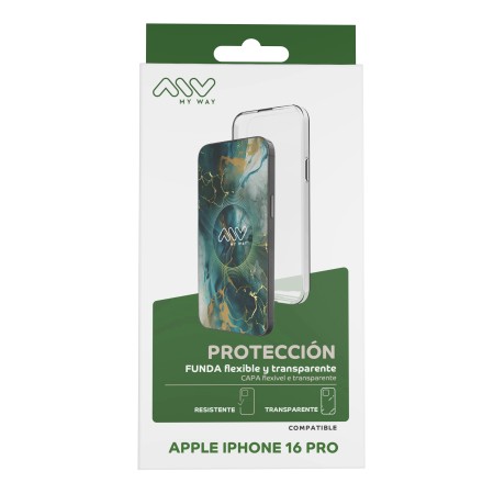Carcasa myway para apple iphone 16 pro transparente