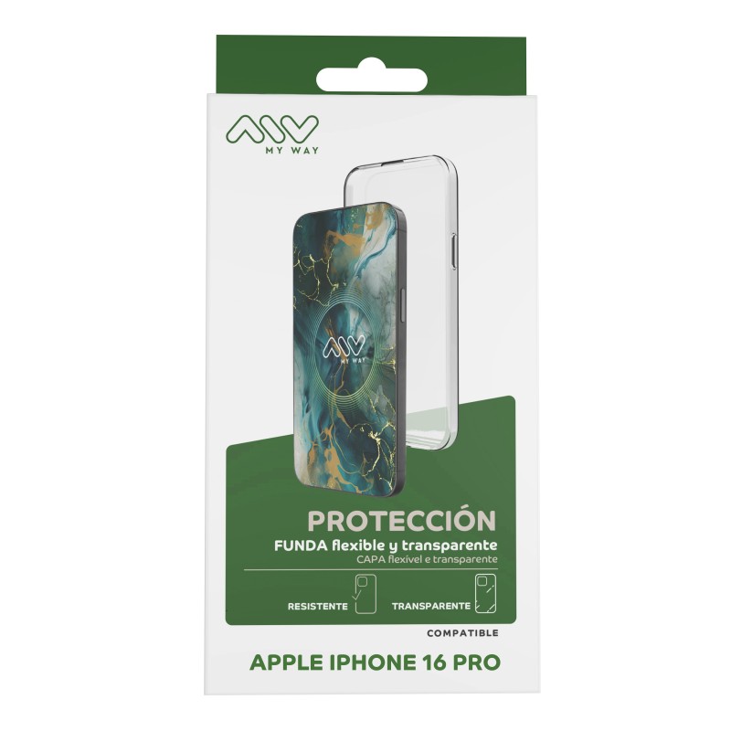 Carcasa myway para apple iphone 16 pro transparente