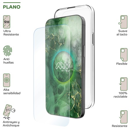 Carcasa myway para apple iphone 16 plus transparente + protector pantalla cristal templado