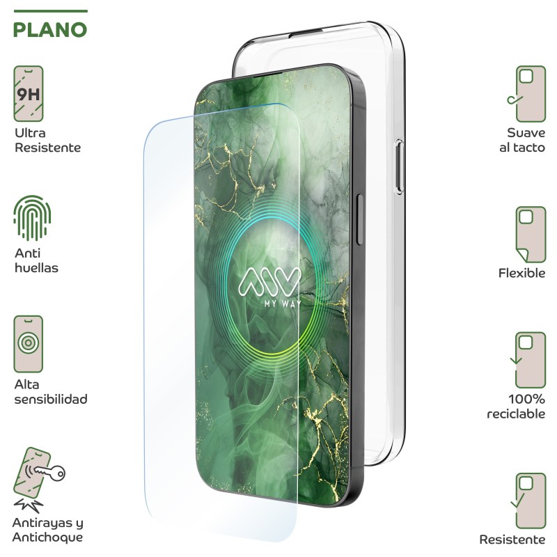 Carcasa myway para apple iphone 16 pro max transparente + protector pantalla cristal templado