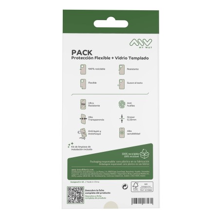 Carcasa myway para apple iphone 16 pro max transparente + protector pantalla cristal templado