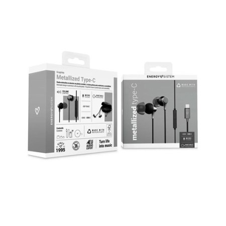 Auriculares energy sistem metallized usb tipo c negro