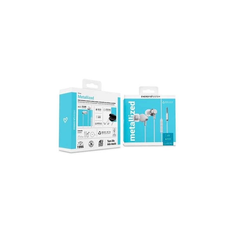 Auriculares energy sistem metallized jack 3.5mm blanco