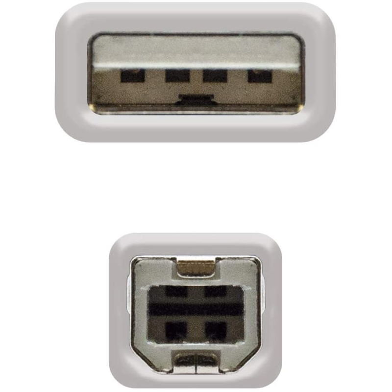 Cable USB 2.0 Impresora Nanocable 10.01.0103/ USB Tipo-B Macho - USB Macho/ 1.8m/ Beige