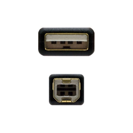 Cable USB 2.0 Impresora Nanocable 10.01.1202/ USB Tipo-B Macho - USB Macho / 2m/ Negro