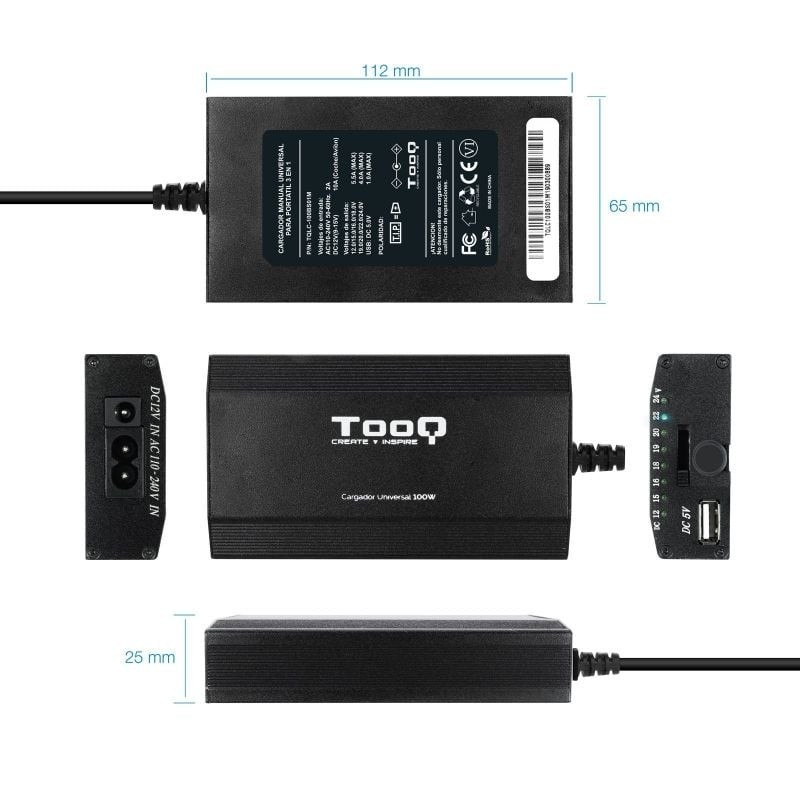 Tooq Cargador portátil 100W 3en1 12 conectores
