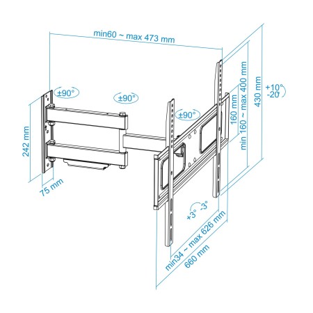 Tooq LP6070TN-B Soporte TV Incl/Girat. 37″ a 70″