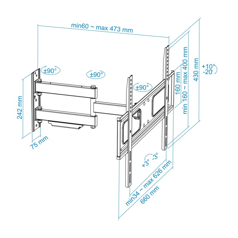 Tooq LP6070TN-B Soporte TV Incl/Girat. 37″ a 70″