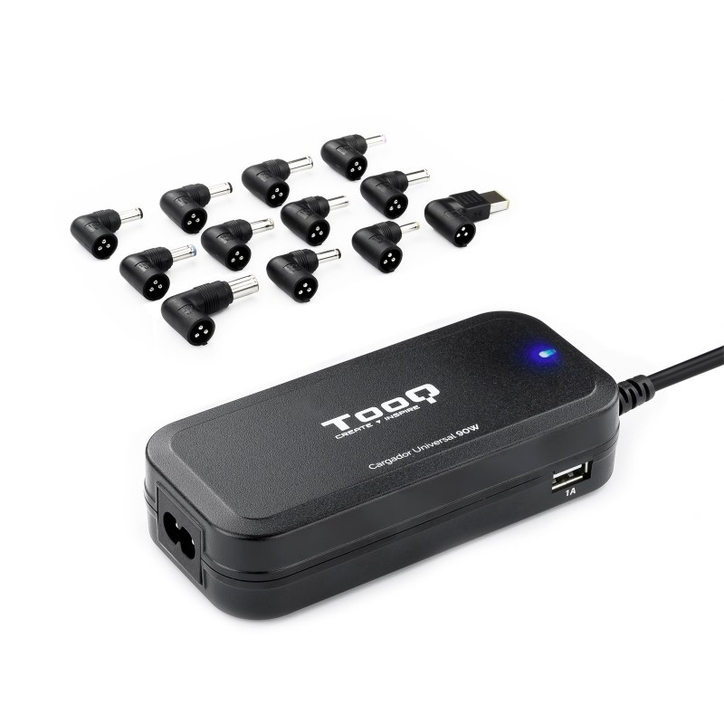Cargador automatico universal tooq tqlc - 90bs02at 90w 2xusb 12 conectores