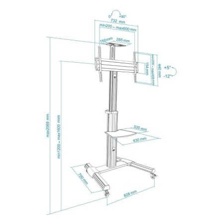 Tooq FS1870M-B Soporte TV Suelo Ruedas 37″-70″ Ne