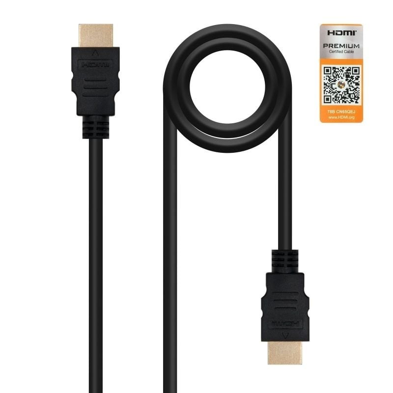 Cable hdmi 2.0 premium tipo a a hdmi tipo a nanocable 3m - macho - macho - alta velocidad - 4k - 18gbps - negro