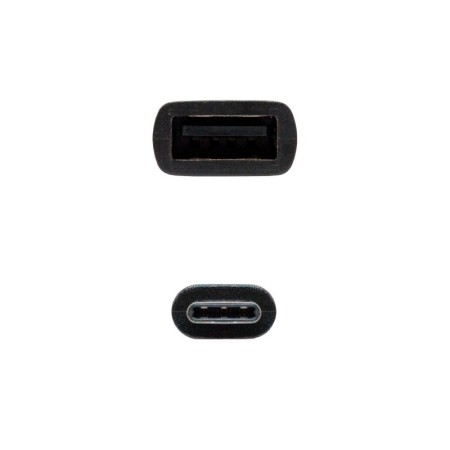 Cable USB 2.0 Tipo-C Nanocable 10.01.2400/ USB Tipo-C Macho - USB Hembra/ 480Mbps/ 15cm/ Negro