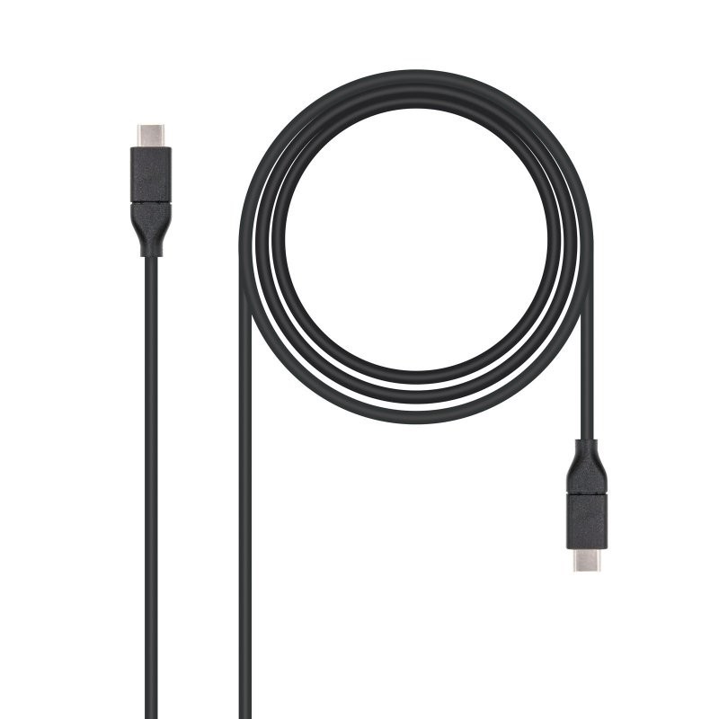 Cable USB 3.2 Tipo-C Nanocable 10.01.4101/ USB Tipo-C Macho - USB Tipo-C Macho/ hasta 100W/ 1m/ Negro