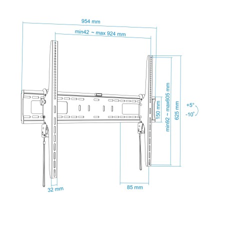 Soporte de Pared Fijo Inclinable TooQ LP42100T-B para TV de 60-100″/ hasta 75kg