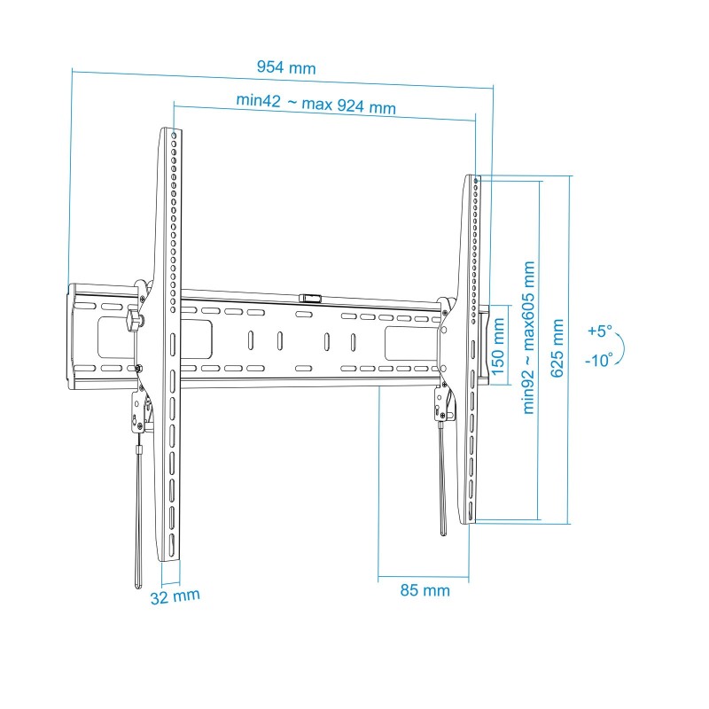 Soporte de Pared Fijo Inclinable TooQ LP42100T-B para TV de 60-100″/ hasta 75kg