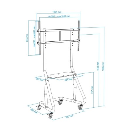 Tooq FS20200M-B Soporte Suelo Ruedas/Bases 60-105″