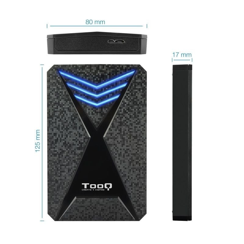 Caja Externa Gaming para Disco Duro de 2.5″ TooQ TQE-2550BL/ USB 3.1/ Sin tornillos