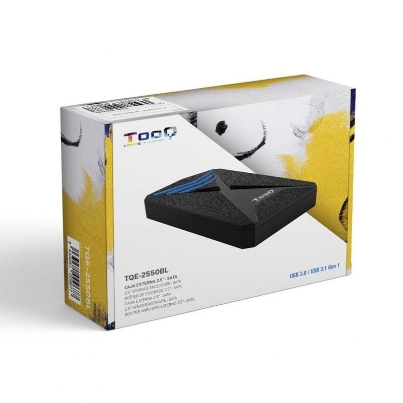 Caja Externa Gaming para Disco Duro de 2.5″ TooQ TQE-2550BL/ USB 3.1/ Sin tornillos