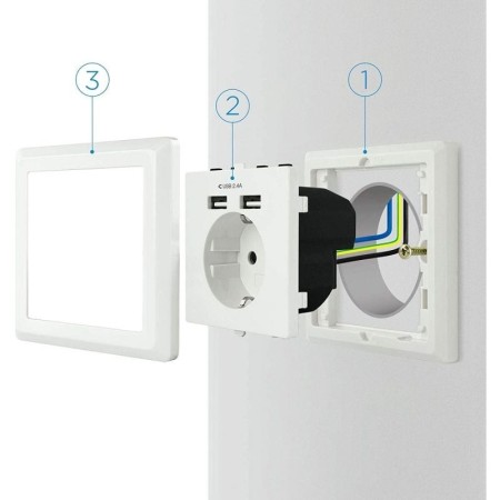 Roseta de Pared Nanocable 10.35.0010/ 1 Schuko/ 2 USB