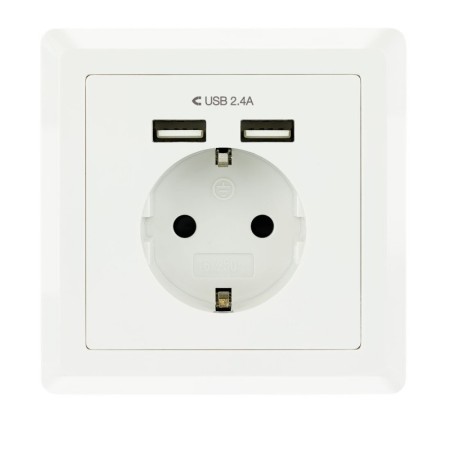 Roseta de Pared Nanocable 10.35.0010/ 1 Schuko/ 2 USB