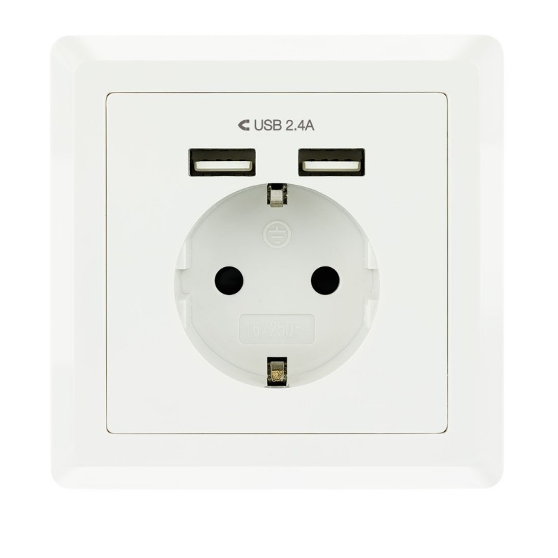 Roseta de Pared Nanocable 10.35.0010/ 1 Schuko/ 2 USB