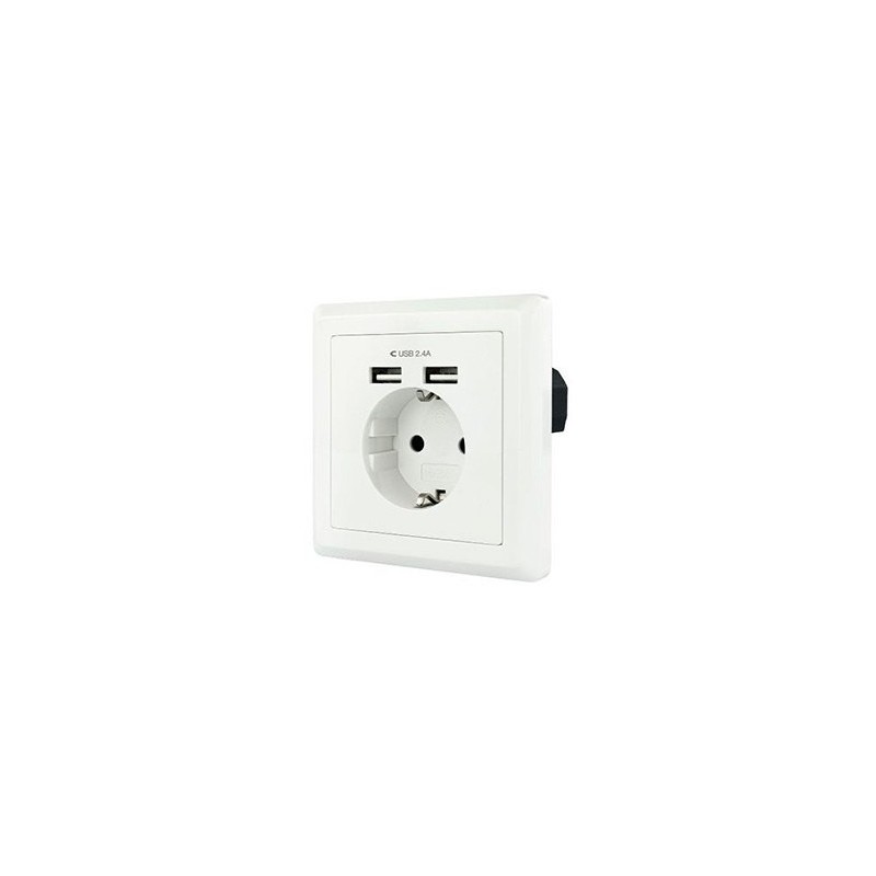 Roseta de Pared Nanocable 10.35.0010/ 1 Schuko/ 2 USB