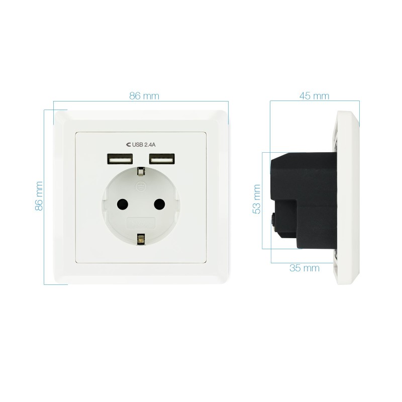 Roseta de Pared Nanocable 10.35.0010/ 1 Schuko/ 2 USB
