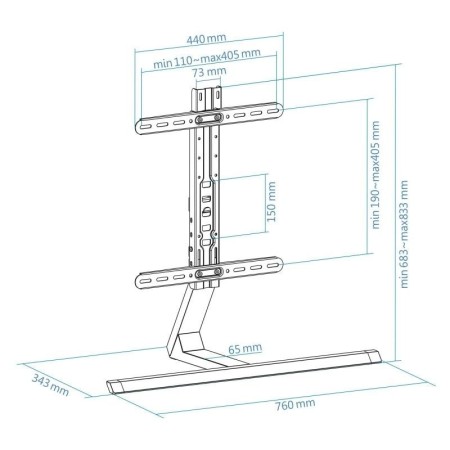 Soporte mesa tooq db3265f - b 32 pulgadas - 65 pulgadas aluminio carga maxima 40kg negro