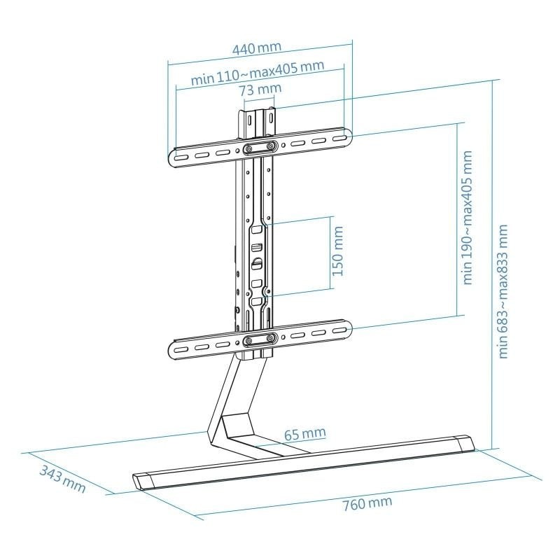 Soporte mesa tooq db3265f - b 32 pulgadas - 65 pulgadas aluminio carga maxima 40kg negro