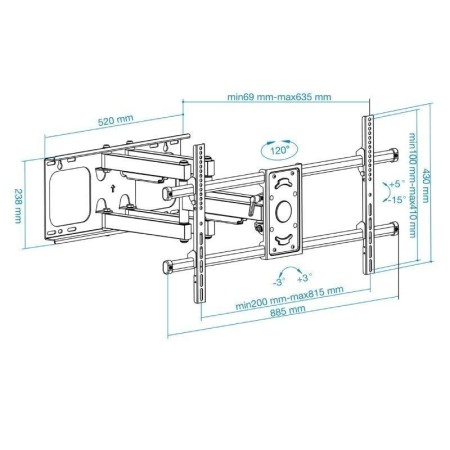 Soporte pared tooq lp3790tn - b 37 pulgadas - 90 pulgadas negro